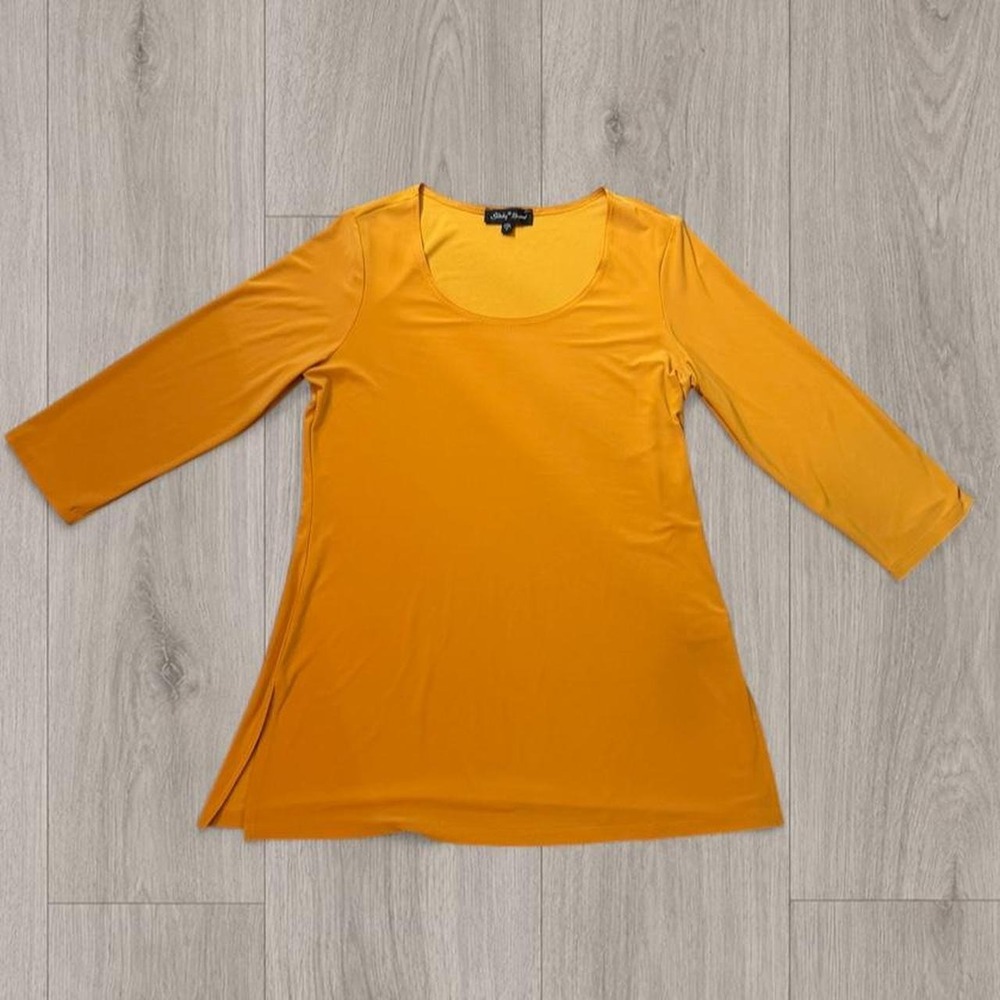 Slinky Brand Mustard Yellow 3/4 Sleeve Tunic Top Small